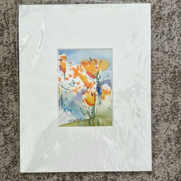 Marsha Rebstock Original Poppy Fields H20 Fliral Art 11”x14” - Picture 1 of 4